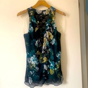 Chiffon fabric top, and lace on the back